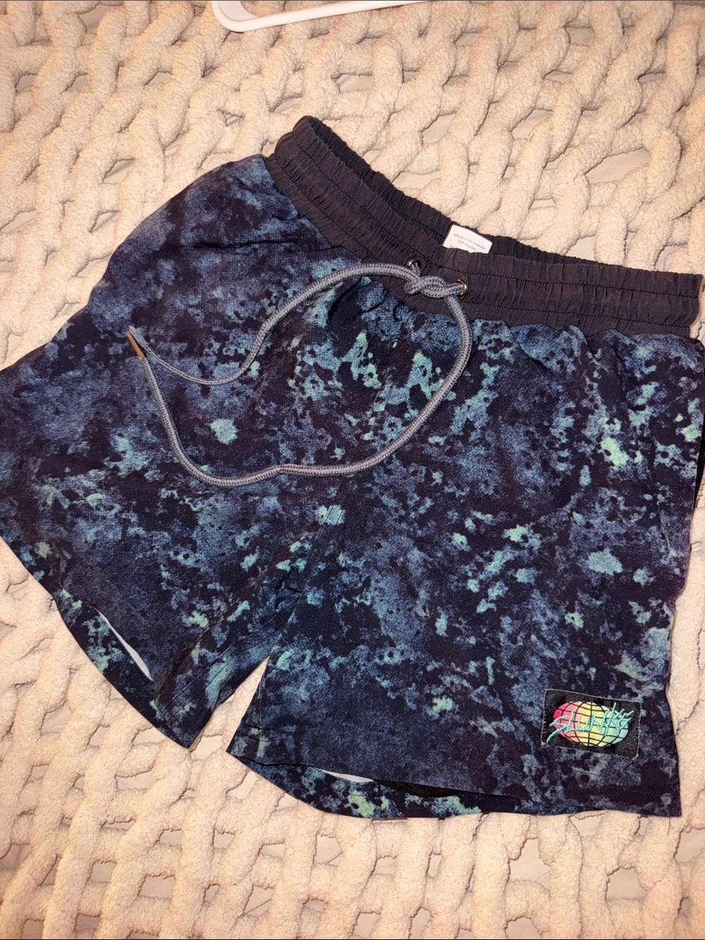 SLUNKS Tie-Dye Athletic Shorts in Navy & Teal